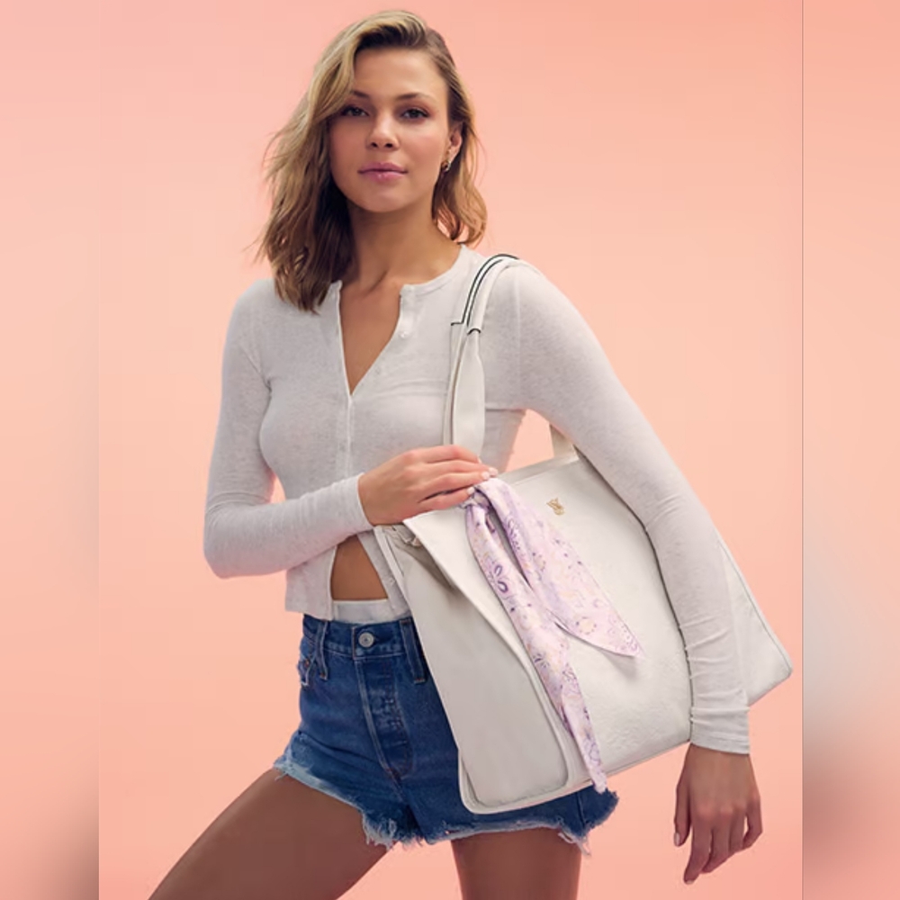 VICTORIA SECRET Floral Embossed Tote & Scarf.